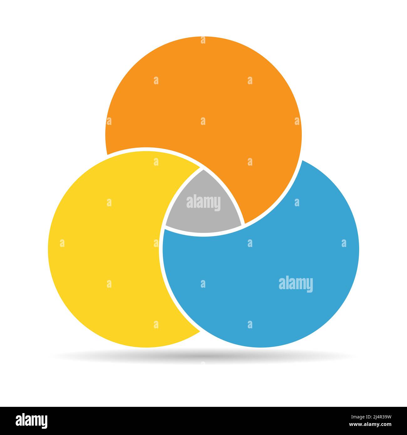 Venn diagramma matematico vettore con ombra, spazio negativo, colore icona moderna - isolato su sfondo bianco . Illustrazione Vettoriale