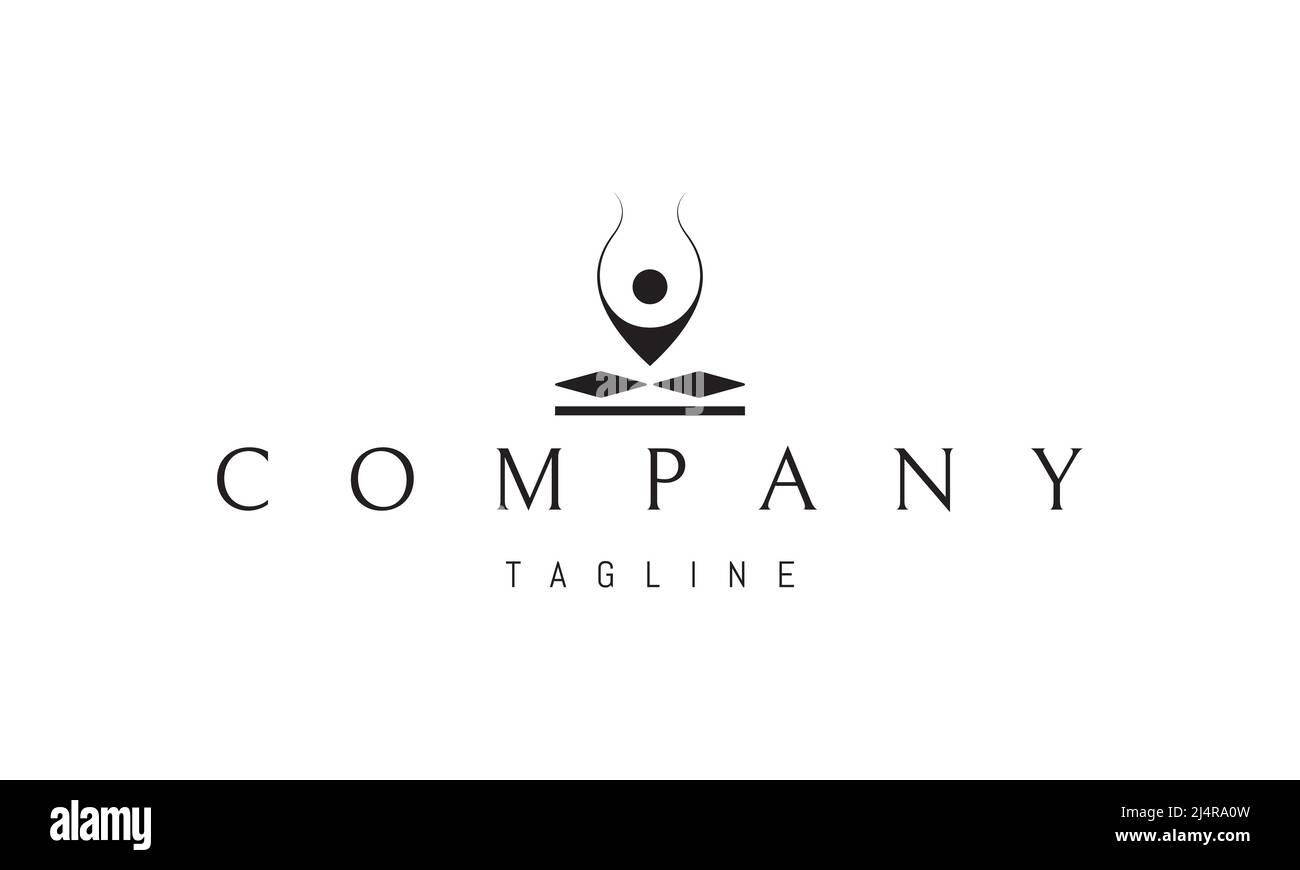 Logo vettoriale su cui un'immagine astratta di un meditatore sotto forma di vaso. Illustrazione Vettoriale