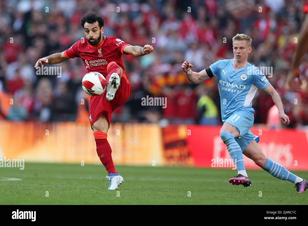 Londra, Regno Unito. 16th Apr 2022. Mohamed Salah di Liverpool in azione. La Emirates fa Cup, semifinale, Manchester City contro Liverpool al Wembley Stadium di Londra sabato 16th aprile 2022. Questa immagine può essere utilizzata solo per scopi editoriali. Solo per uso editoriale, licenza richiesta per uso commerciale. No use in scommesse, giochi o un singolo club/campionato/giocatore publications.pic di Andrew Orchard/Andrew Orchard sport photography/Alamy Live News Credit: Andrew Orchard sport photography/Alamy Live News Foto Stock