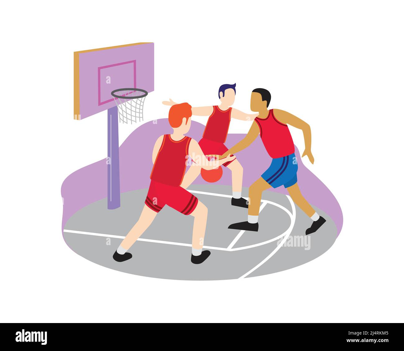 Giocatori di basket o atleti di basket giocando insieme Illustrazione Vector Illustrazione Vettoriale