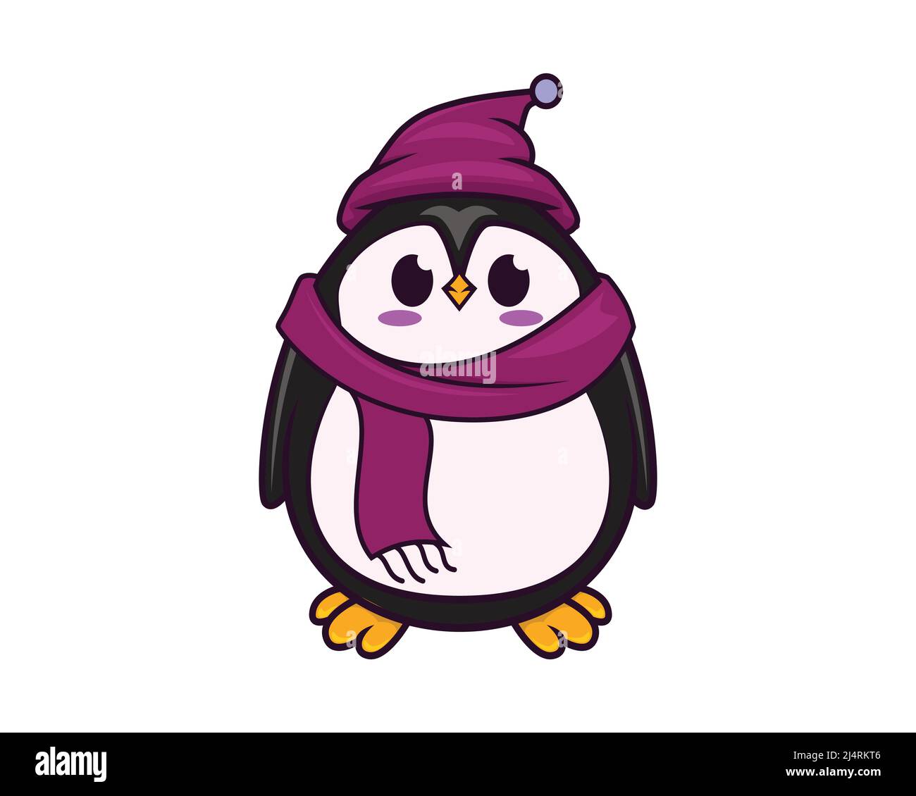 Pinguino carino e dolce con cappello e sciarpa caldi e Vector stile Cartoon  Immagine e Vettoriale - Alamy