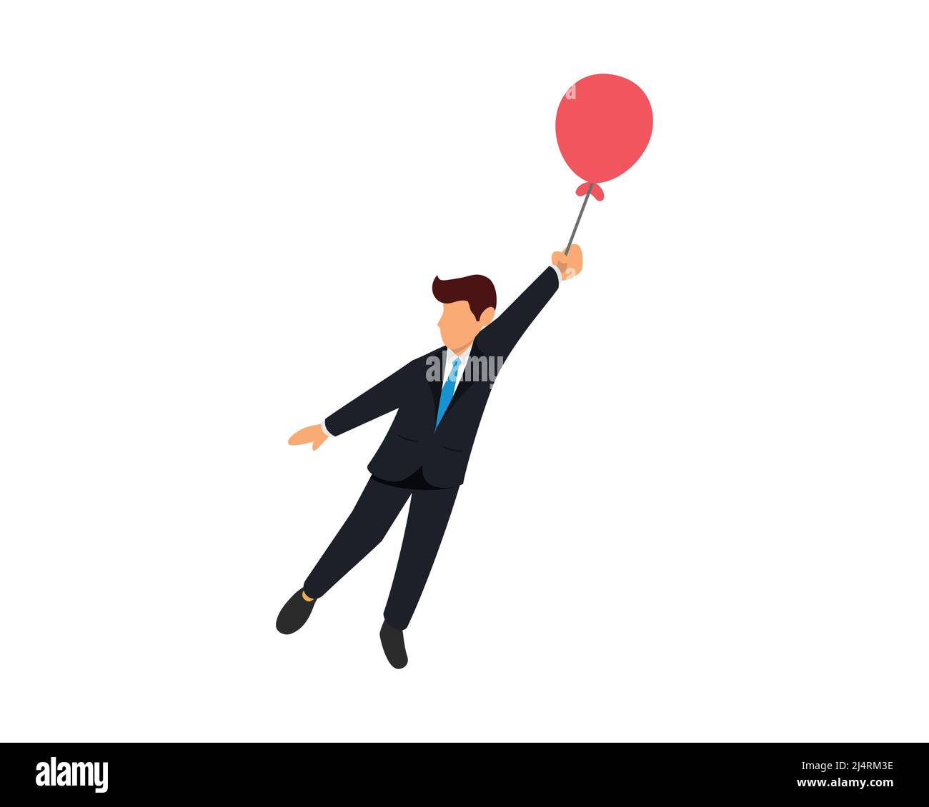 Businessman che si aggancia con un palloncino e Flying Illustration Vector Illustrazione Vettoriale