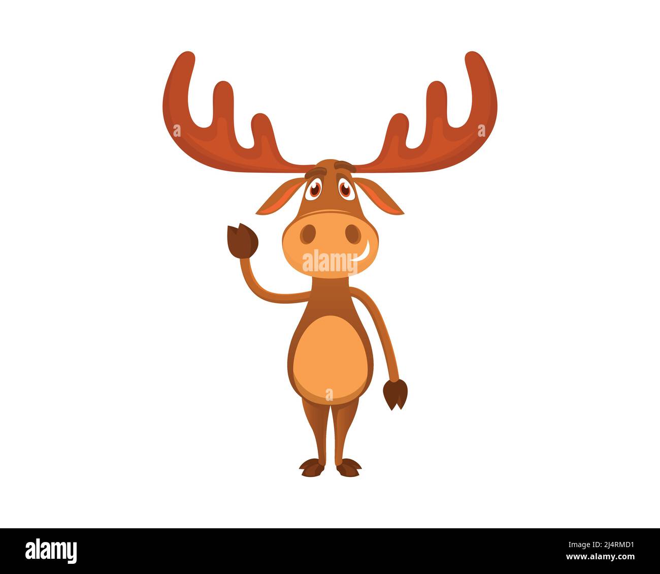 Illustrazione cute e Sweet Moose con Cartoon Style Vector Illustrazione Vettoriale