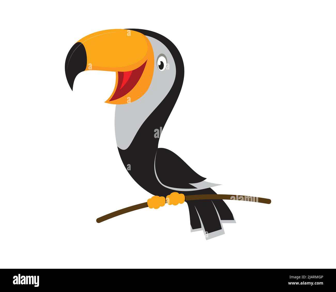 Uccello toucan carino e dolce con Vector stile cartoon Illustrazione Vettoriale