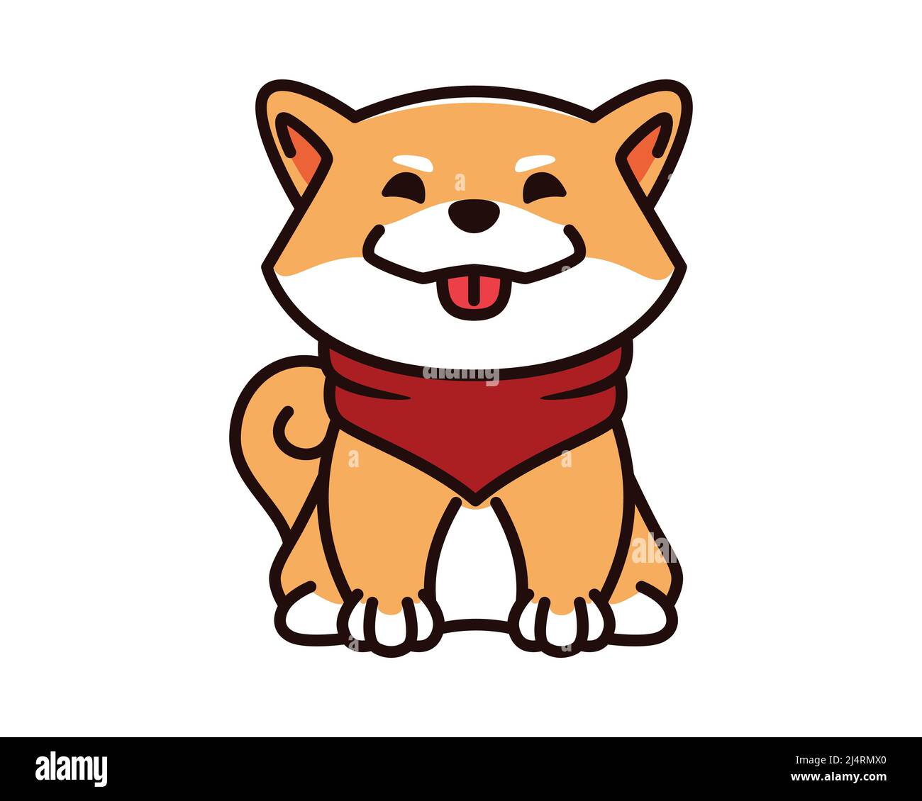 Cute e Sweet Shiba Inu con Smiling Expression Illustration Vector Illustrazione Vettoriale