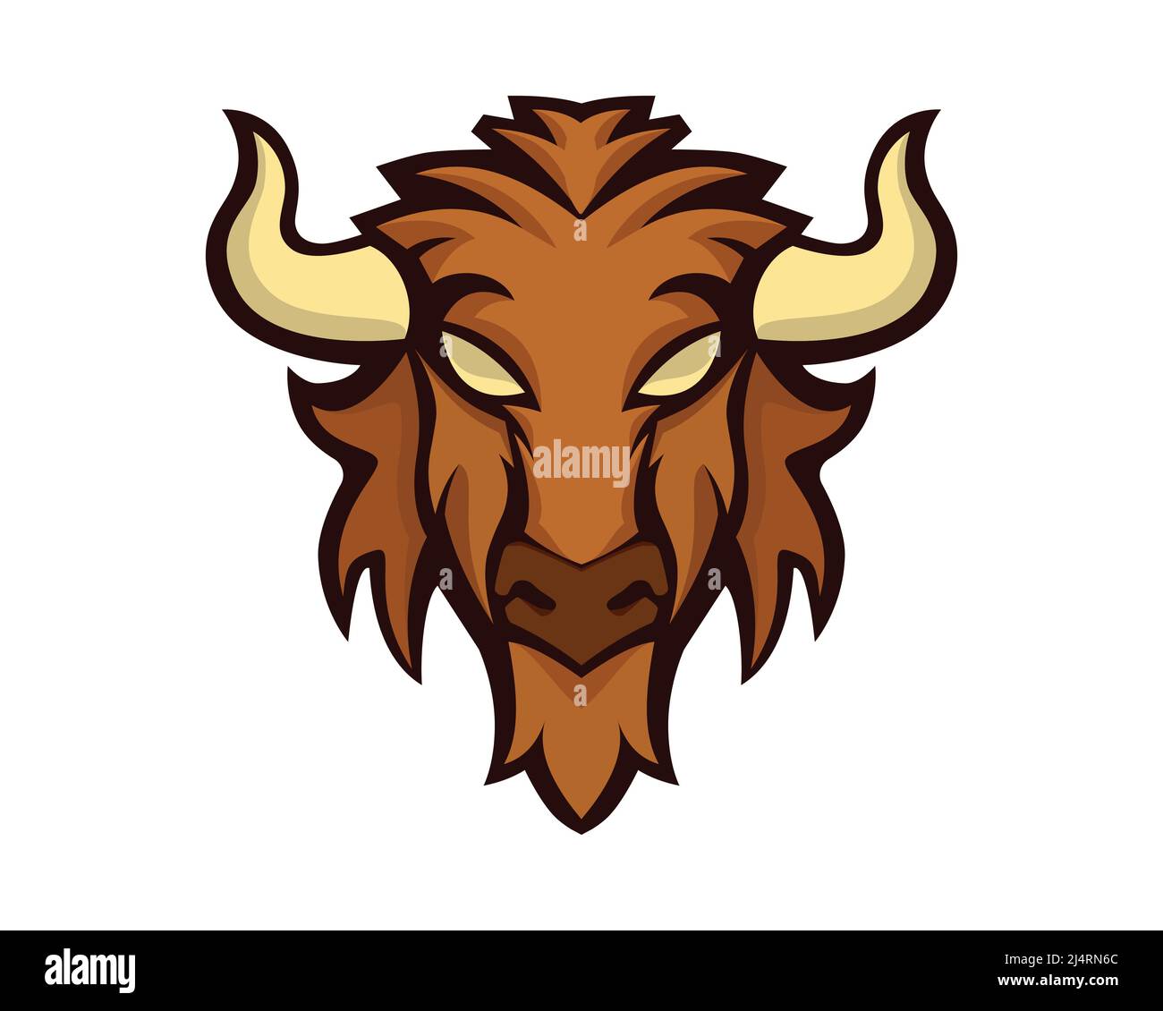 Dettaglio Bison Head Mascot e emblema Illustrazione Vector Illustrazione Vettoriale