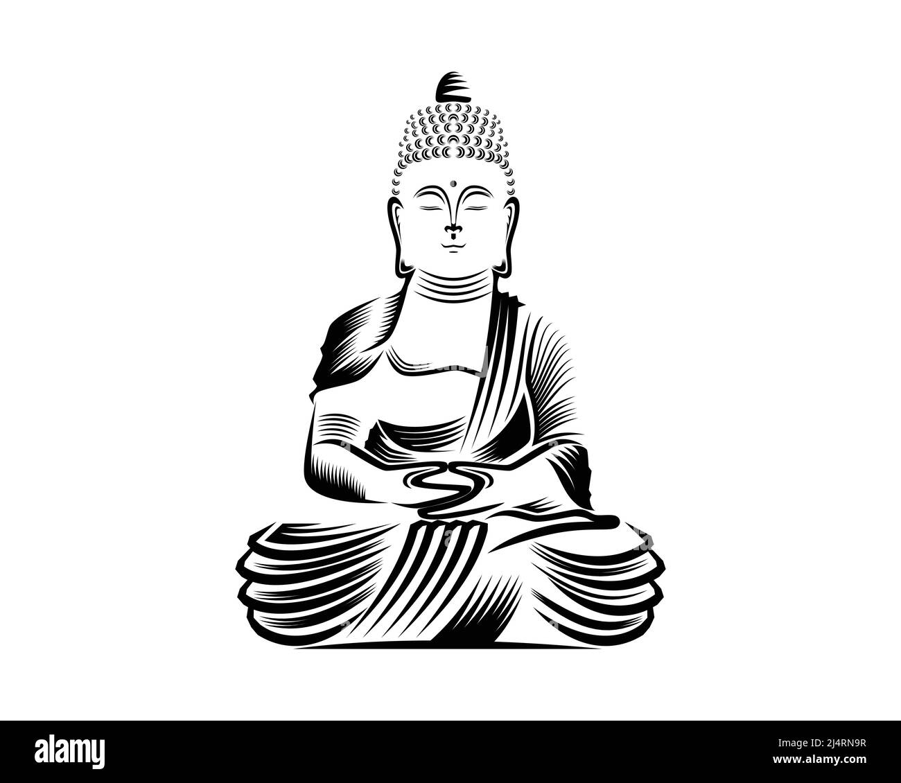 Illustrazione di Buddha con vettore stile silhouette Illustrazione Vettoriale