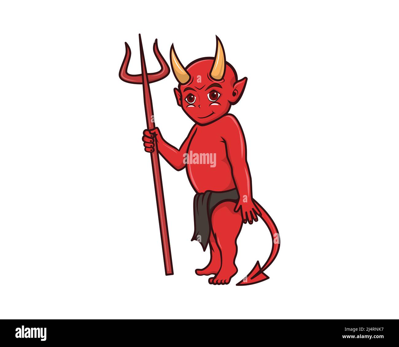 Illustrazione del diavolo carino con vettore stile Cartoon Illustrazione Vettoriale