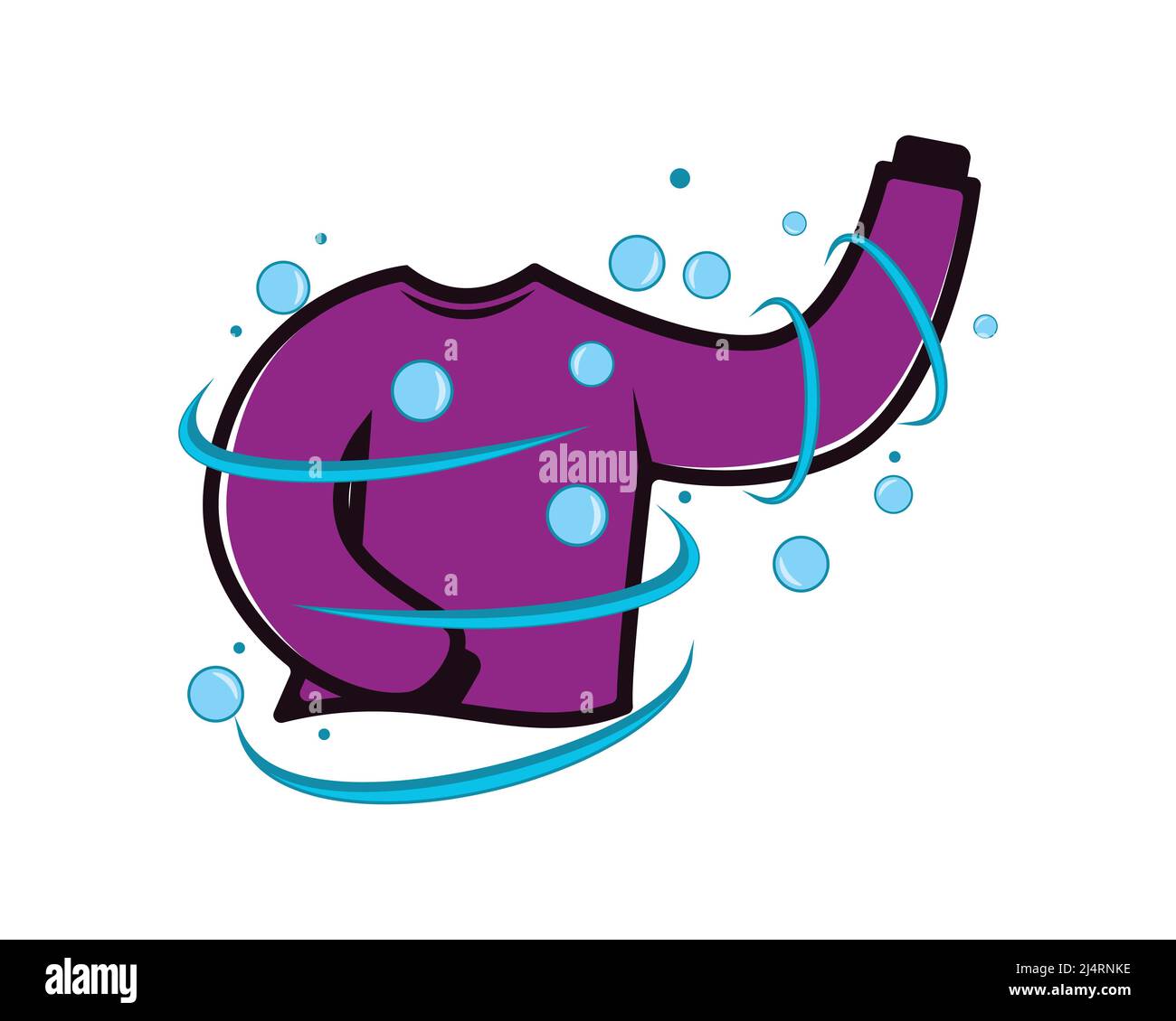 Simbolo del bucato con pullover combinato con bolle d'aria e vettore di illustrazione dell'acqua Illustrazione Vettoriale