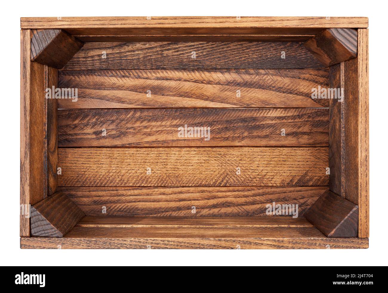 percorso scatola in legno isolato sulla vista dall'alto bianca Foto Stock