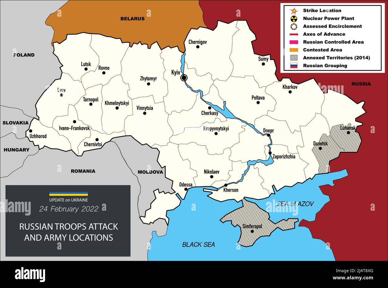 La guerra in Ucraina mappa Illustrazione Vettoriale