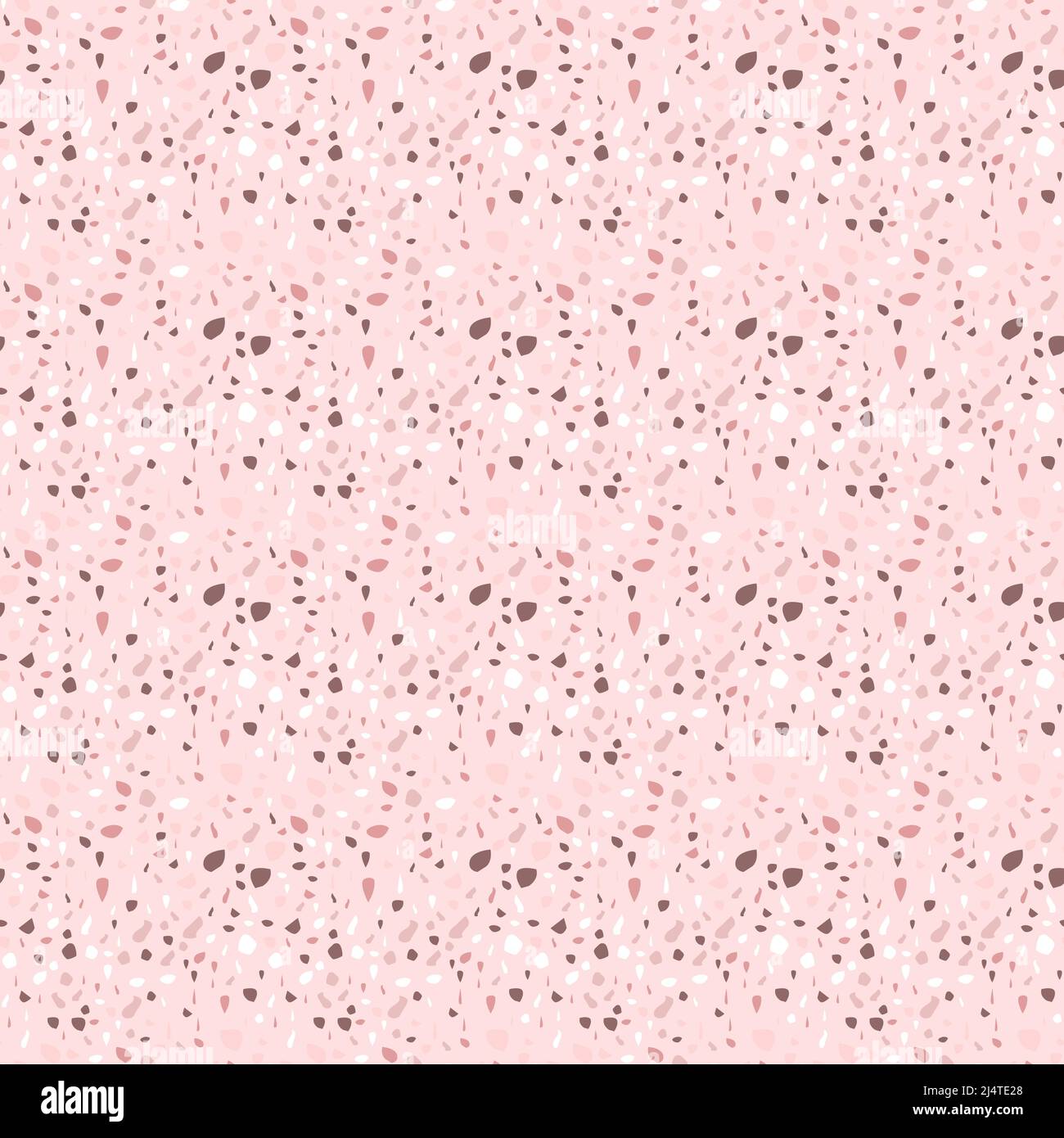 Terrazzo texture vettoriale senza cuciture in rosa. Struttura realistica in marmo italiano o pavimento in granito in stile veneziano. Motivi senza cuciture Illustrazione Vettoriale