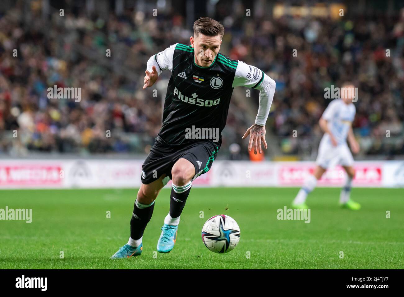 Benjamin Verbic di Legia in azione durante il Charity friendly Match for Peace tra Legia Warszawa e Dynamo Kiev al Marshal Jozef Pilsudski Legia Varsavia Municipal Stadium. Punteggio finale; Legia Warszawa 1:3 Dynamo Kiev. Foto Stock