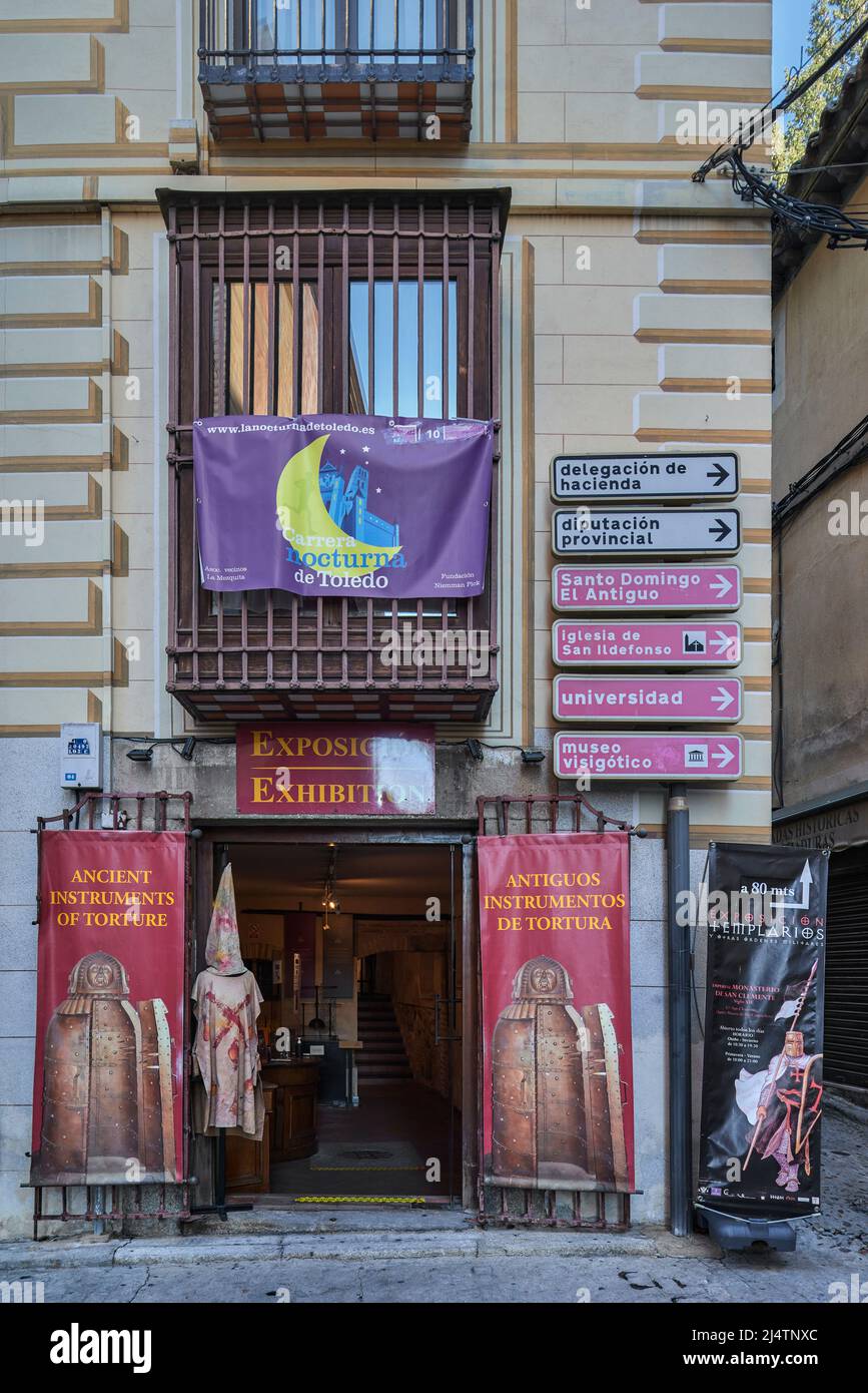 Il Museo degli antichi strumenti della tortura nella città di Toledo. Castilla la Mancha, Spagna, Europa Foto Stock