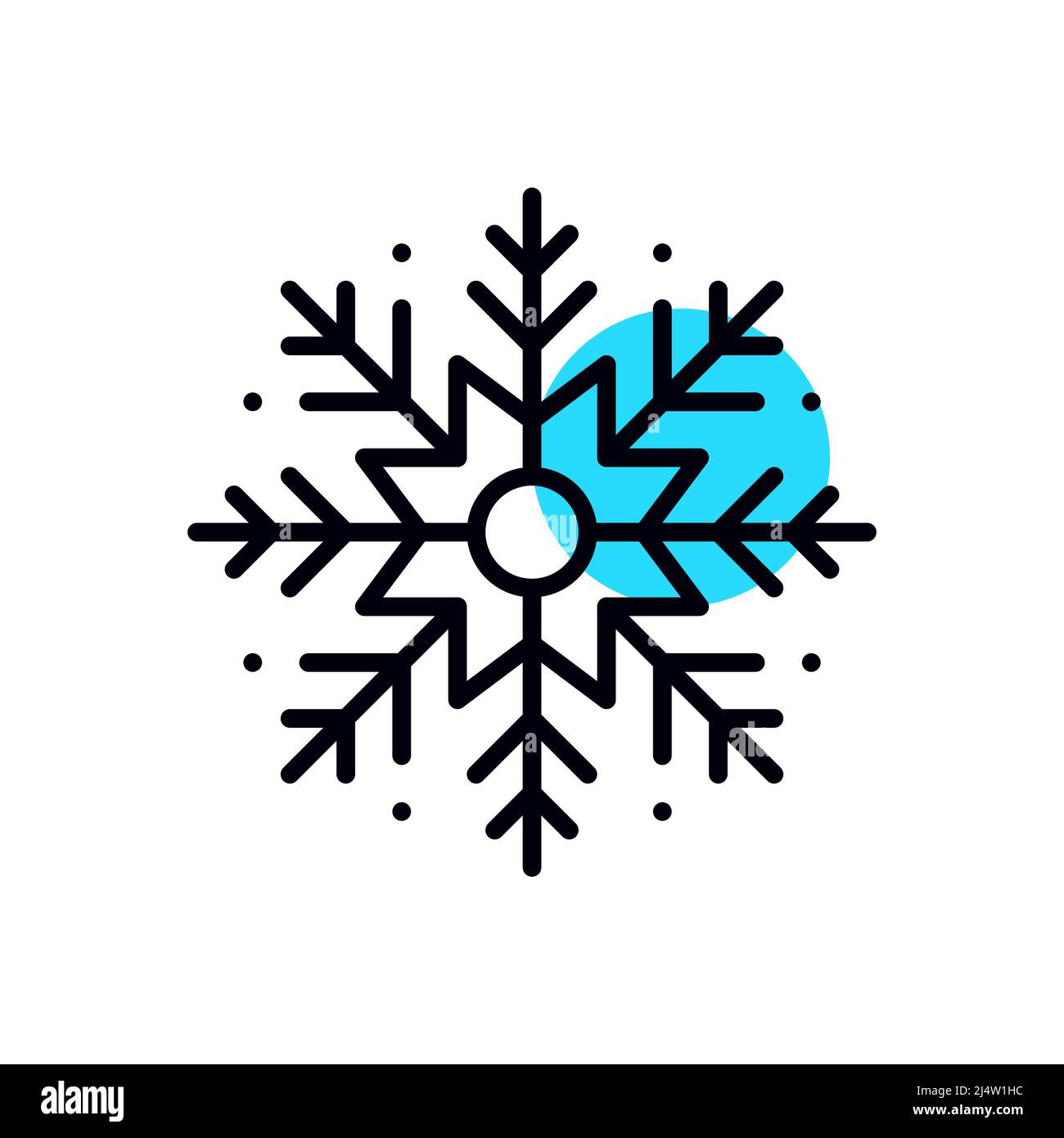 Icona fiocco di neve. Inverno neve tempo, simbolo di Natale. Icona geometrica pixel Perfect, tratto modificabile Illustrazione Vettoriale