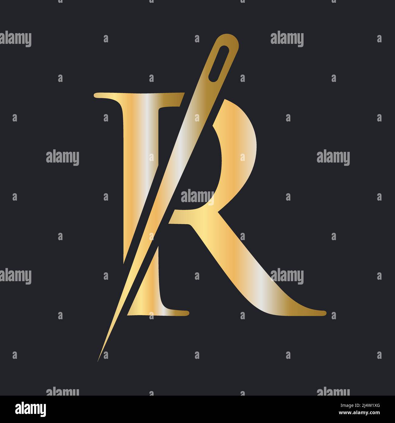 Initial Letter R Tailor Logo, combinazione ago e filettatura per ricamo,  tessuto, Moda, stoffa, tessuto, Modello Golden Color Immagine e Vettoriale  - Alamy