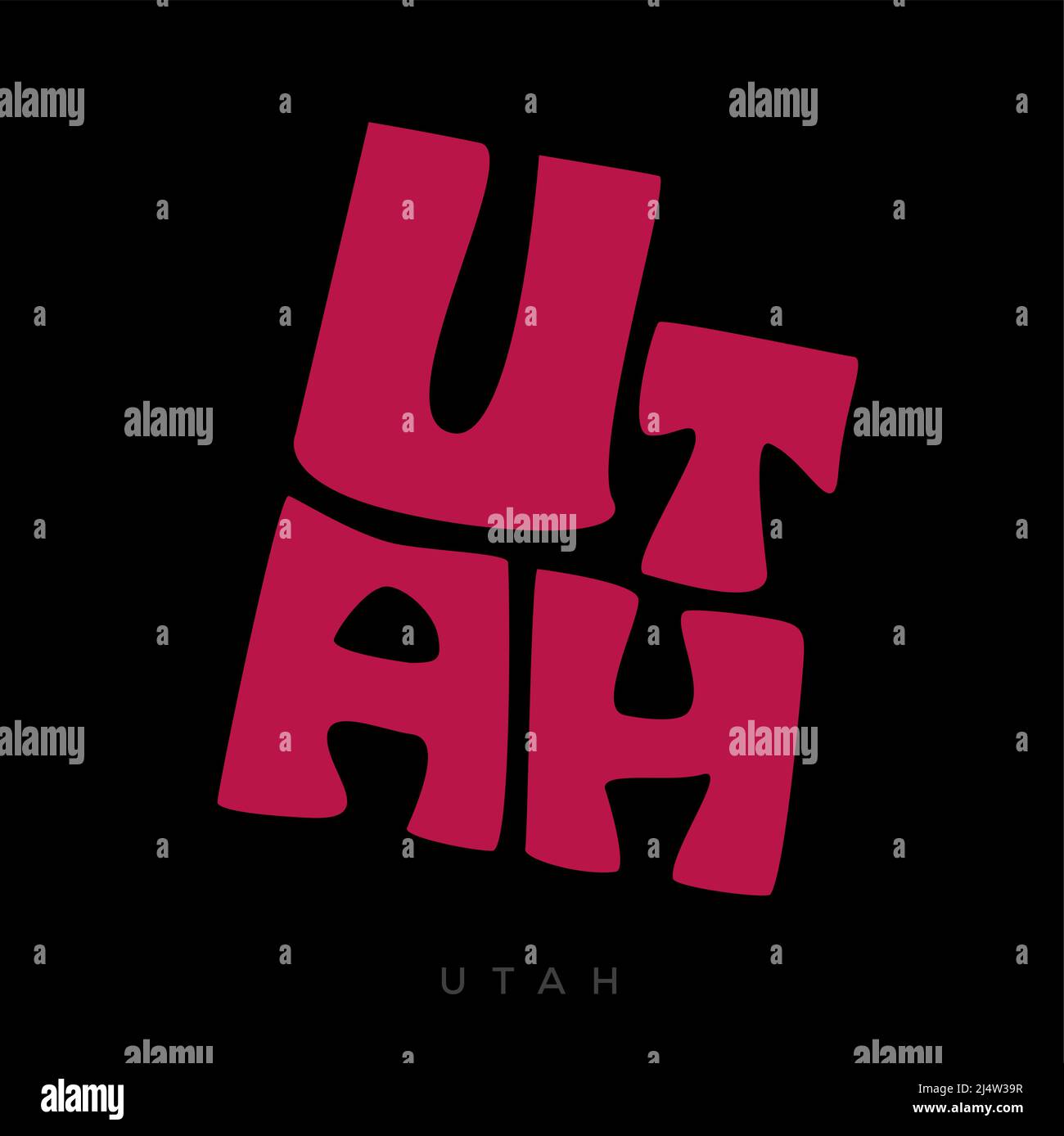 La tipografia della mappa DELLO UTAH. LA tipografia della mappa dello STATO DELLO UTAH. LETTERE DELLO UTAH. Illustrazione Vettoriale