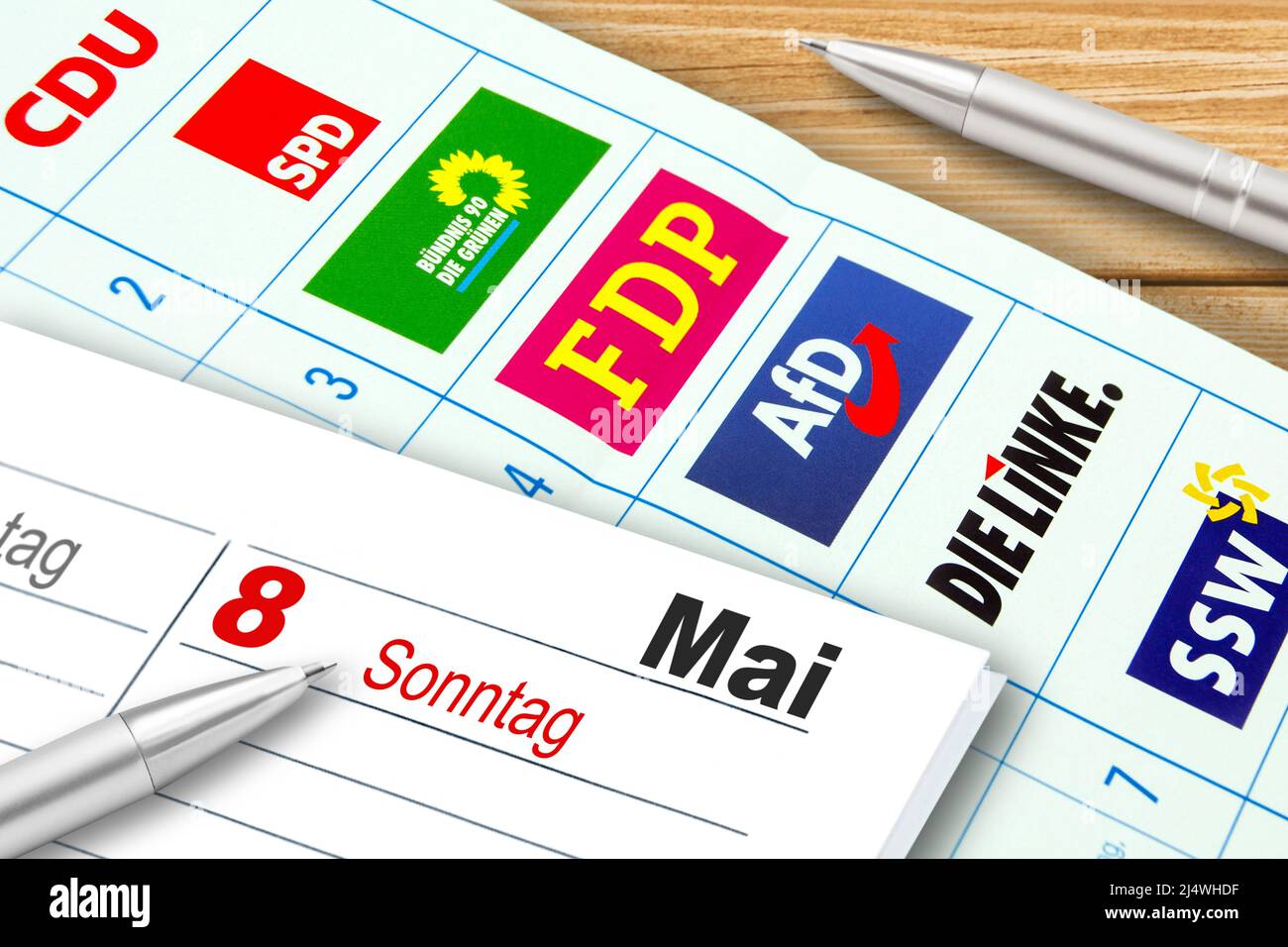 Elezioni regionali tedesche nello Schleswig-Holstein 2022 Domenica 8 maggio e scrutinio con partiti politici e calendario Foto Stock