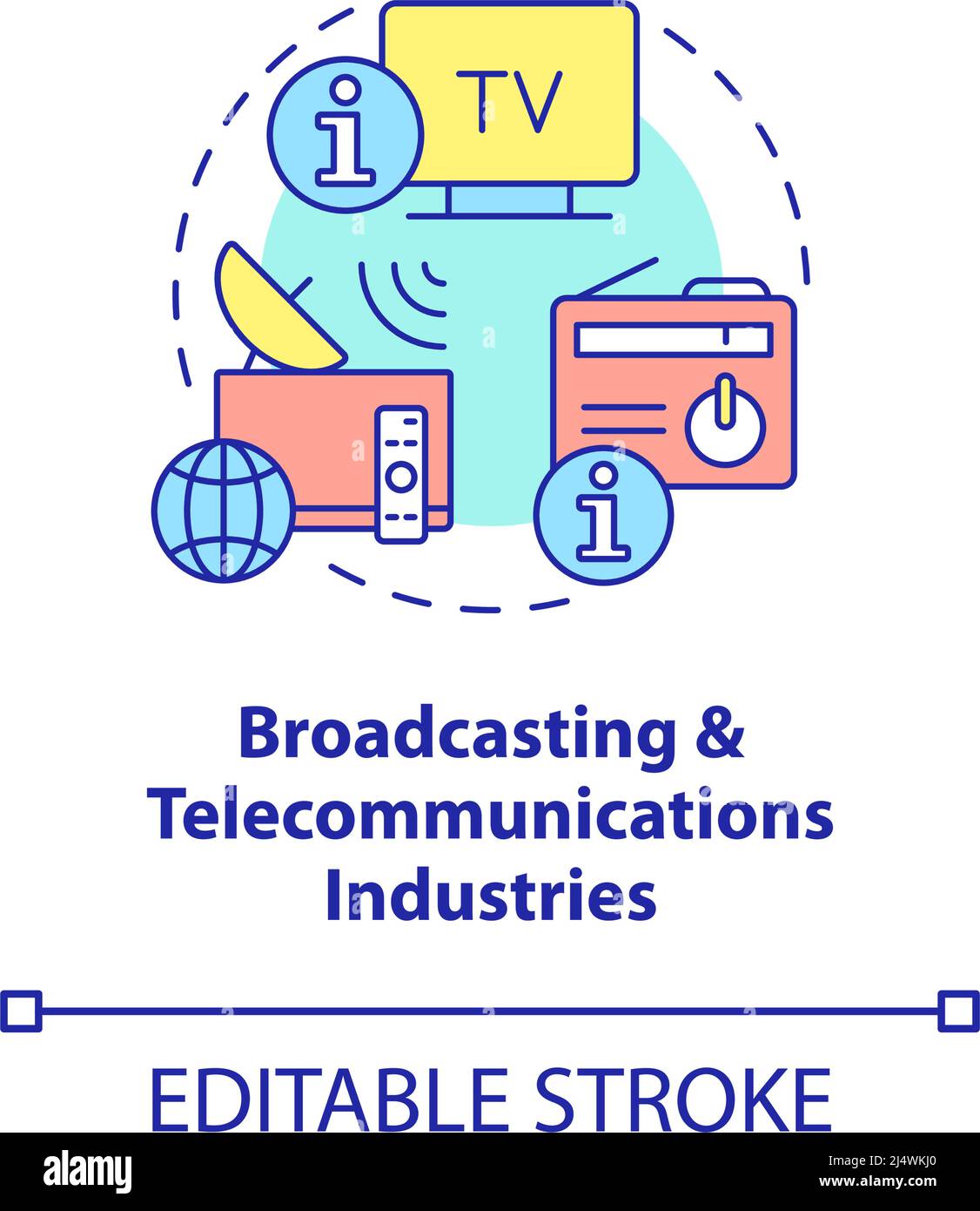 Icona del concetto di radiodiffusione e telecomunicazioni Illustrazione Vettoriale