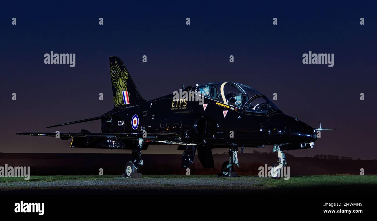 Ex RAF Hawk T.1 XX154 a Old Sarum Aerodrome, Wiltshire, Regno Unito. Foto Stock