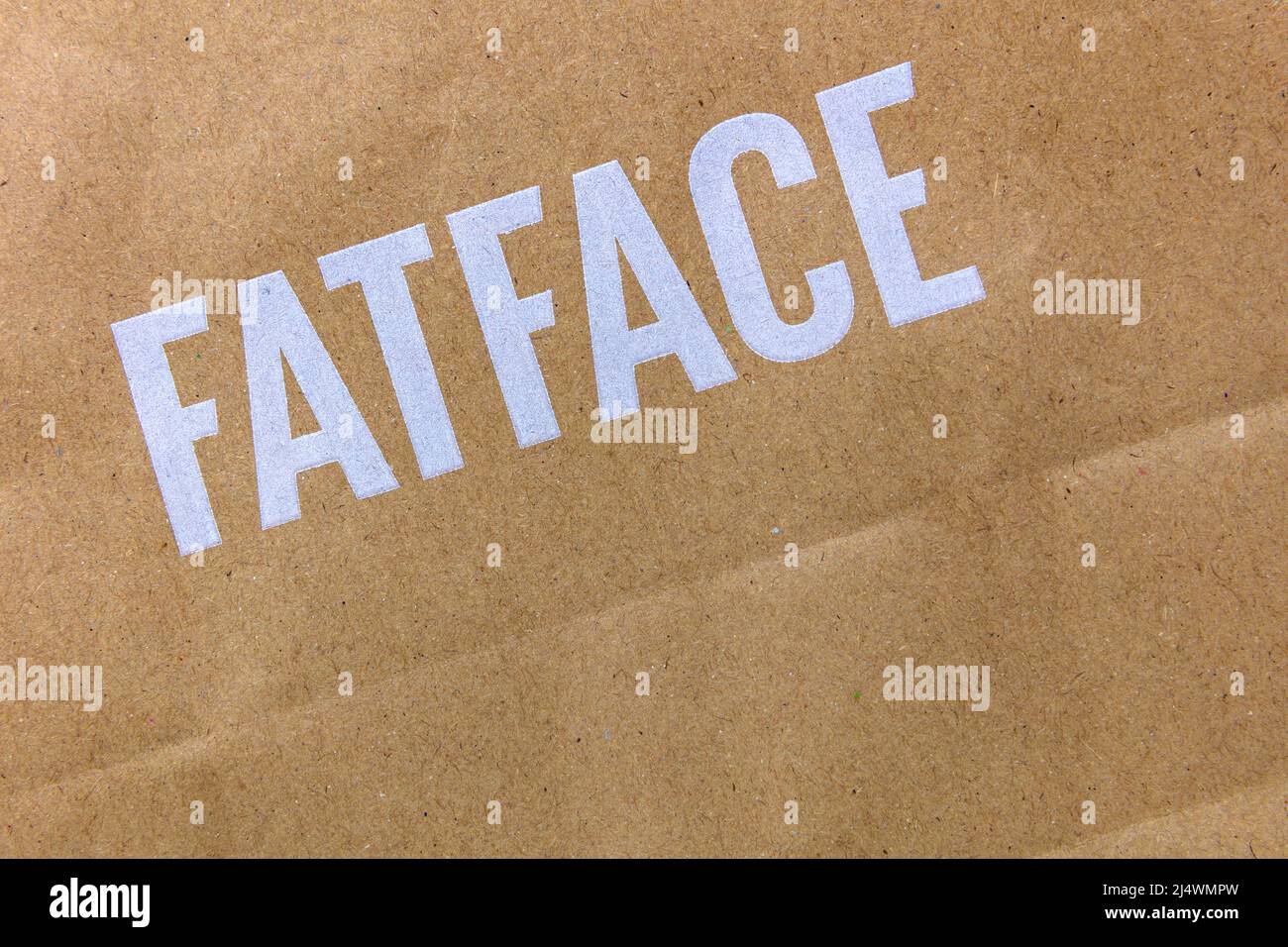 Sacchetto di supporto in carta marrone Fatface Foto Stock