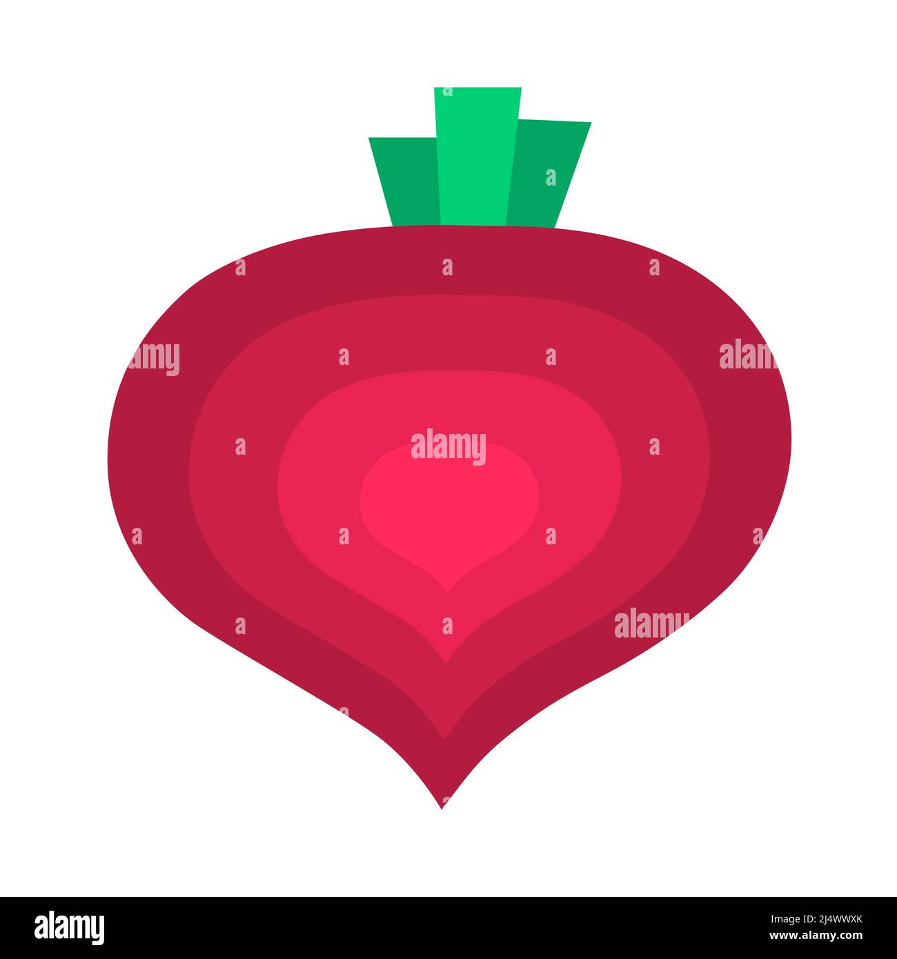 Barbabietola. Vegetale organico isolato su sfondo bianco. Stile di vita sano. Barbabietola vettoriale in stile piatto. Illustrazione Vettoriale