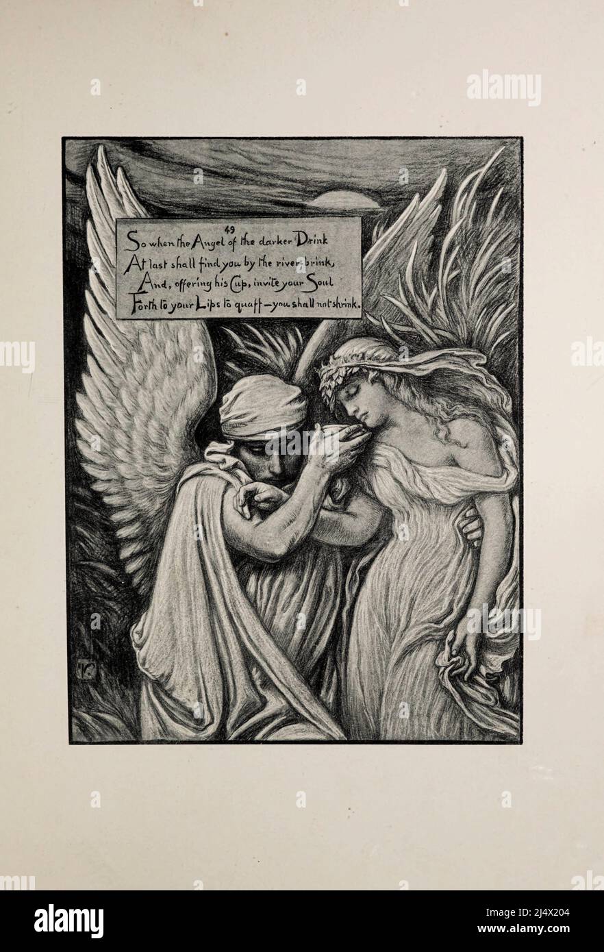 No. 49 Rubáiyát di Omar Khayyám è il titolo che Edward Fitzgerald diede alla sua traduzione del 1859 da Persiano ad Inglese di una selezione di quatrains (rubāʿiyāt) attribuita a Omar Khayyam (1048–1131), soprannominato 'l'astronomo-poeta di Persia'. Illustrato da Elihu Vedder, Foto Stock