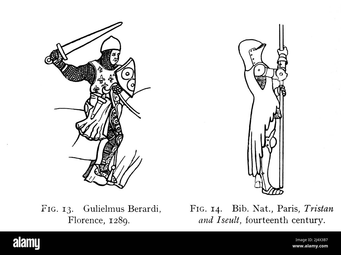 Armatura del 13th e 14th secolo dal libro ' Armor & Weapons ' di Charles John Ffoulkes, Editore Oxford Clarendon PRESS 1909 Foto Stock