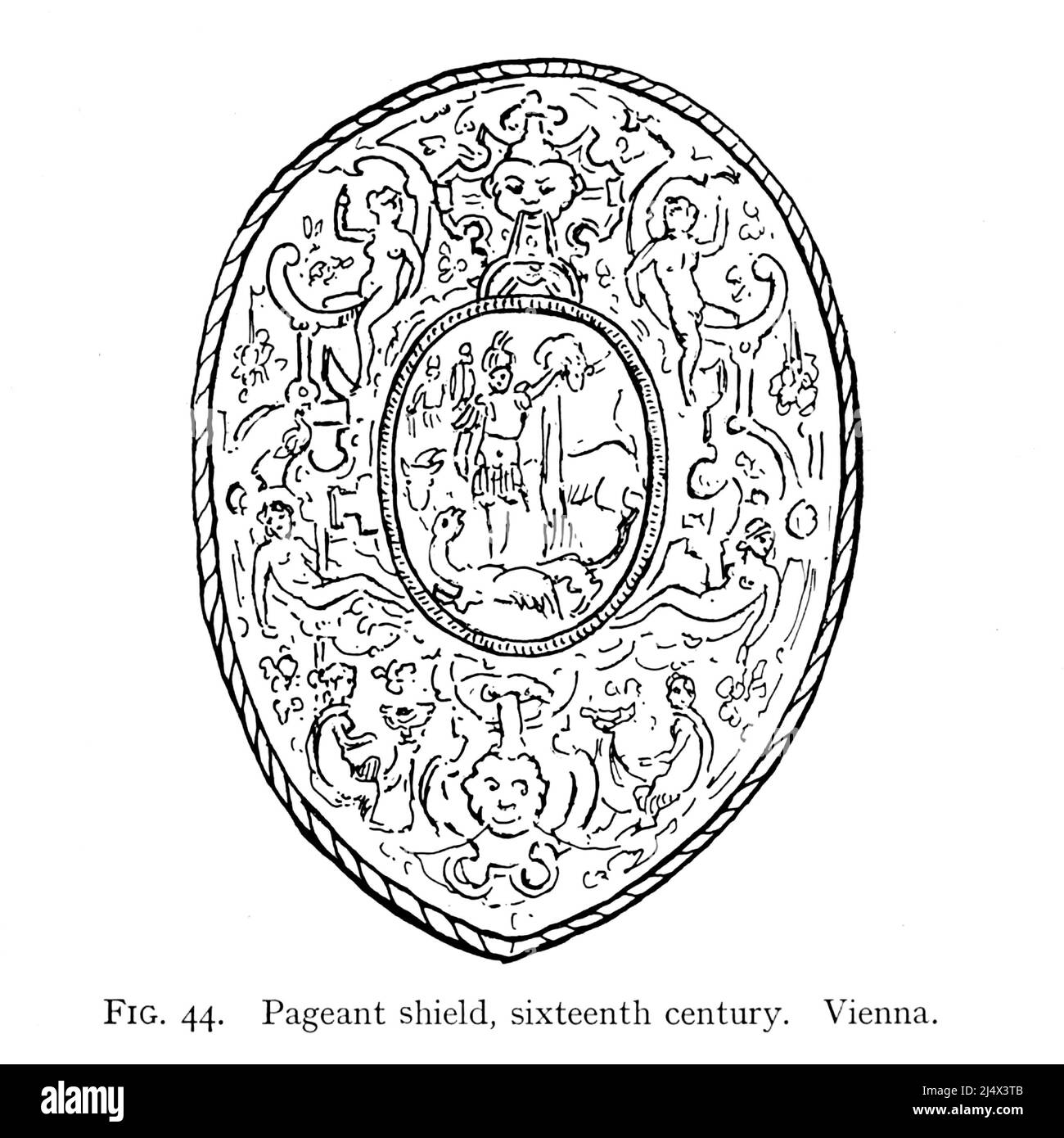 Scudo pagante, XVI secolo. Vienna dal libro ' Armor & Weapons ' di Charles John Ffoulkes, editore Oxford Clarendon press 1909 Foto Stock