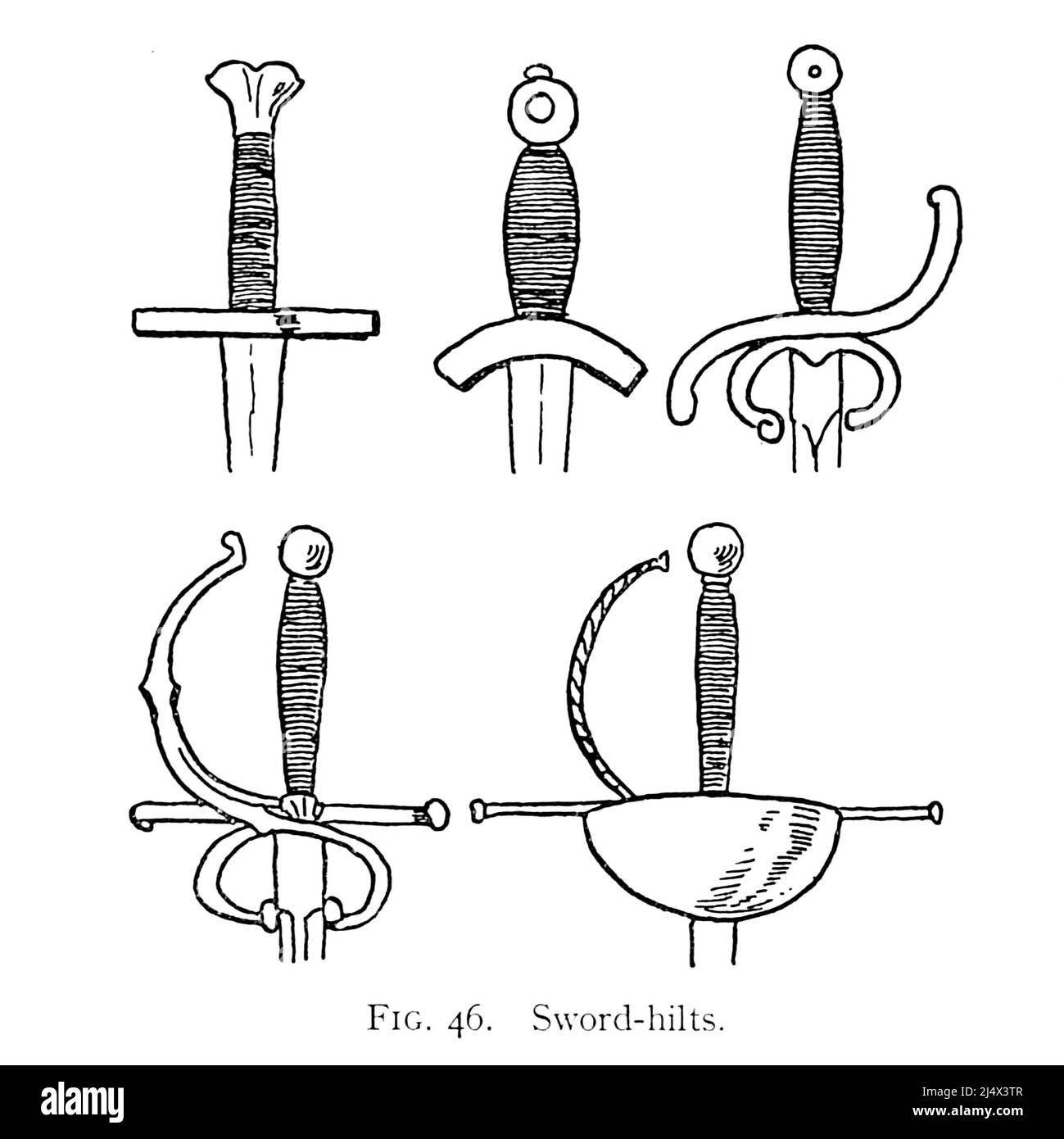 Spade Hilts dal libro ' Armor & Weapons ' di Charles John Ffoulkes, editore Oxford Clarendon press 1909 Foto Stock