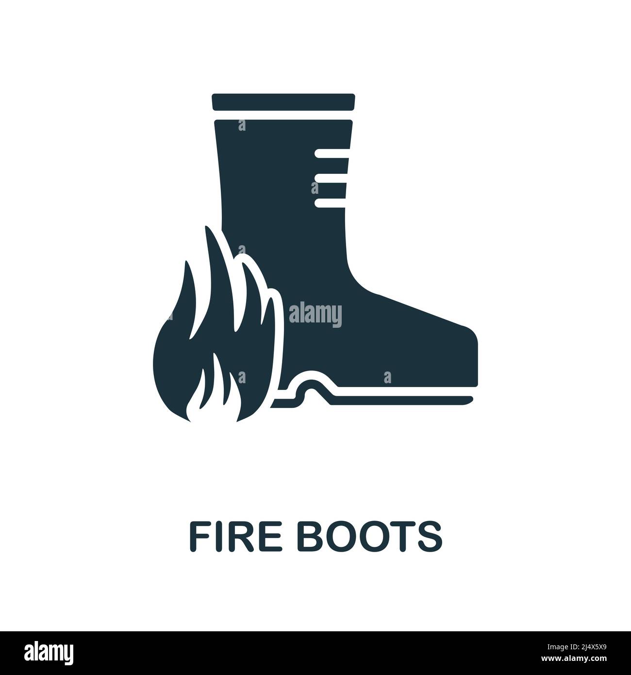 Icona di stivali da fuoco. Icona monocromatica Simple Fire Boots per modelli, web design e infografiche Illustrazione Vettoriale