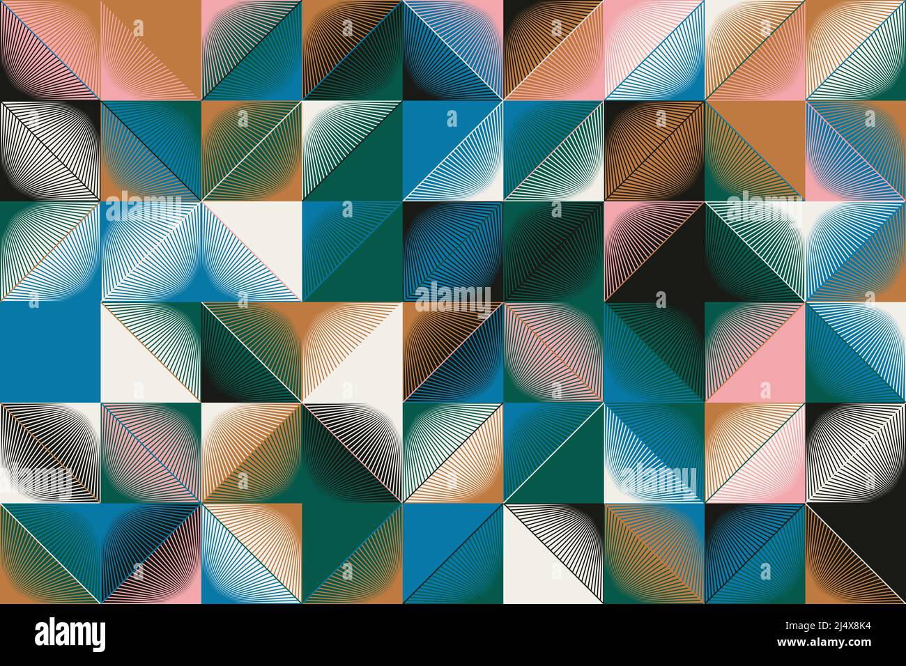 Disegno vettoriale astratto geometrico realizzato con varie forme geometriche ed elementi. Grafica digitale per poster, copertina, arte, presentazione Illustrazione Vettoriale