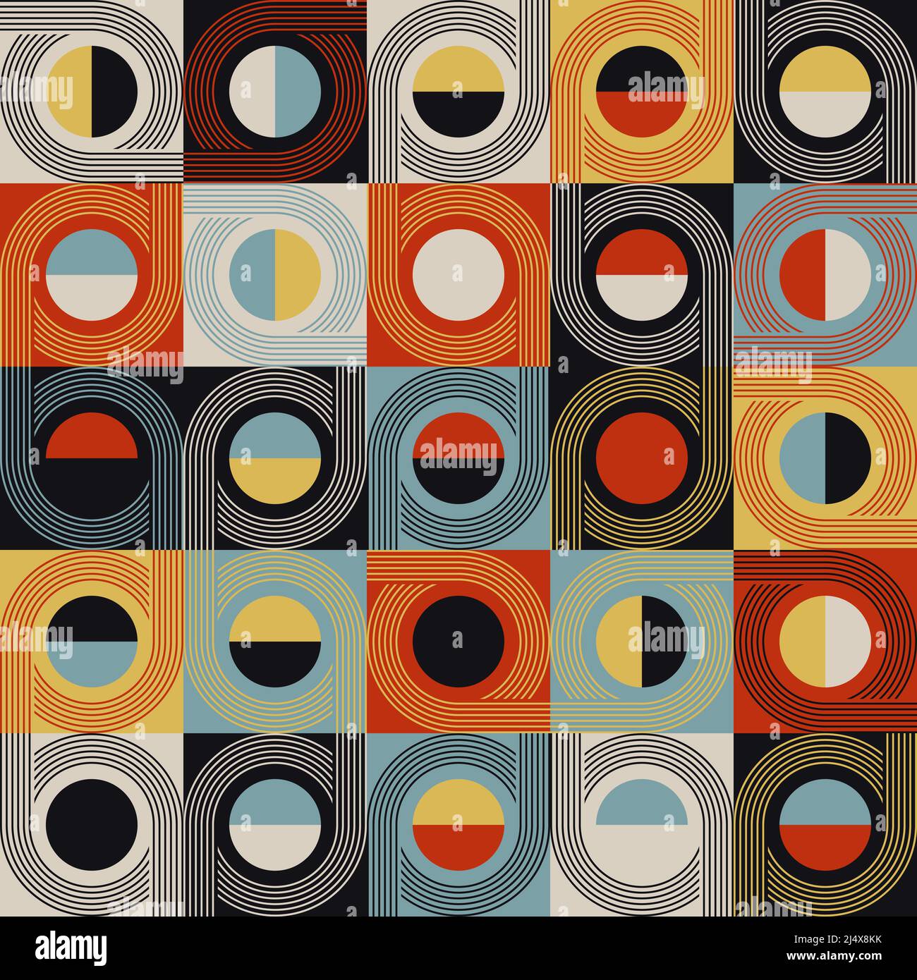 Retro Future Art ha ispirato disegni vettoriali realizzati con forme geometriche astratte e forme audaci. Design grafico digitale per poster, copertina, arte, p Illustrazione Vettoriale