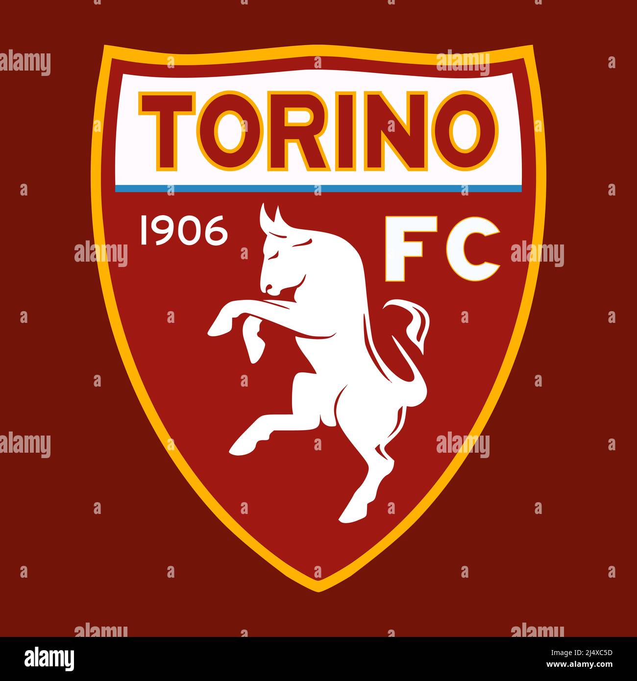 Torino, Italia, Aprile 2022 - Torino F.C. Logo Football Club con bandiera rossa, illustrazione Foto Stock