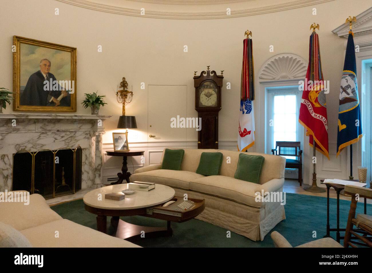 Texas Austin TX Lyndon Baines Johnson LBJ Presidential Library and Museum una replica del White House Oval Office durante la sua presidenza Foto Stock