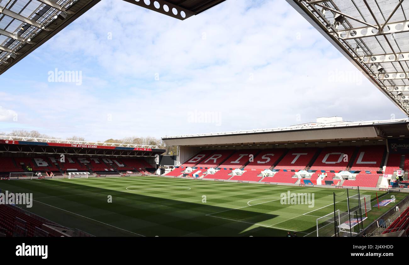 Bristol, Inghilterra, 18th aprile 2022. Vista generale dello stadio durante la partita del campionato Sky Bet all'Ashton Gate, Bristol. Il credito dovrebbe essere: Darren Staples / Sportimage Foto Stock