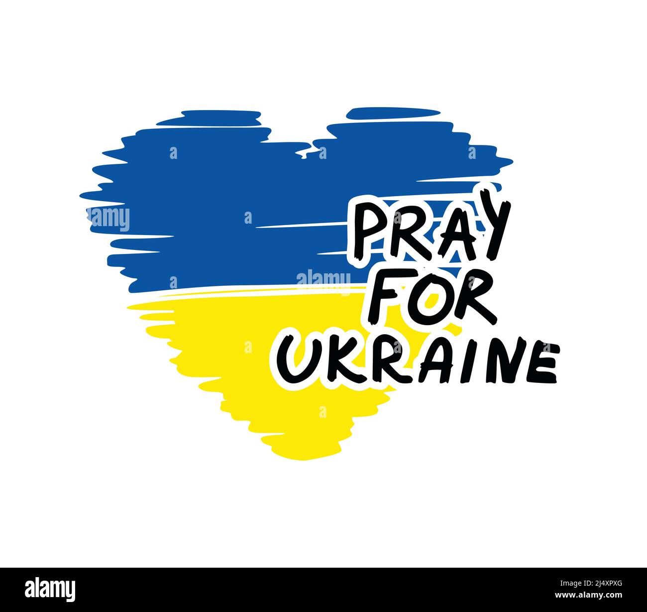 Pregate per l'Ucraina concettuale, bandiera Ucraina a forma di cuore. Pregate per la pace in Ucraina. Illustrazione Vettoriale