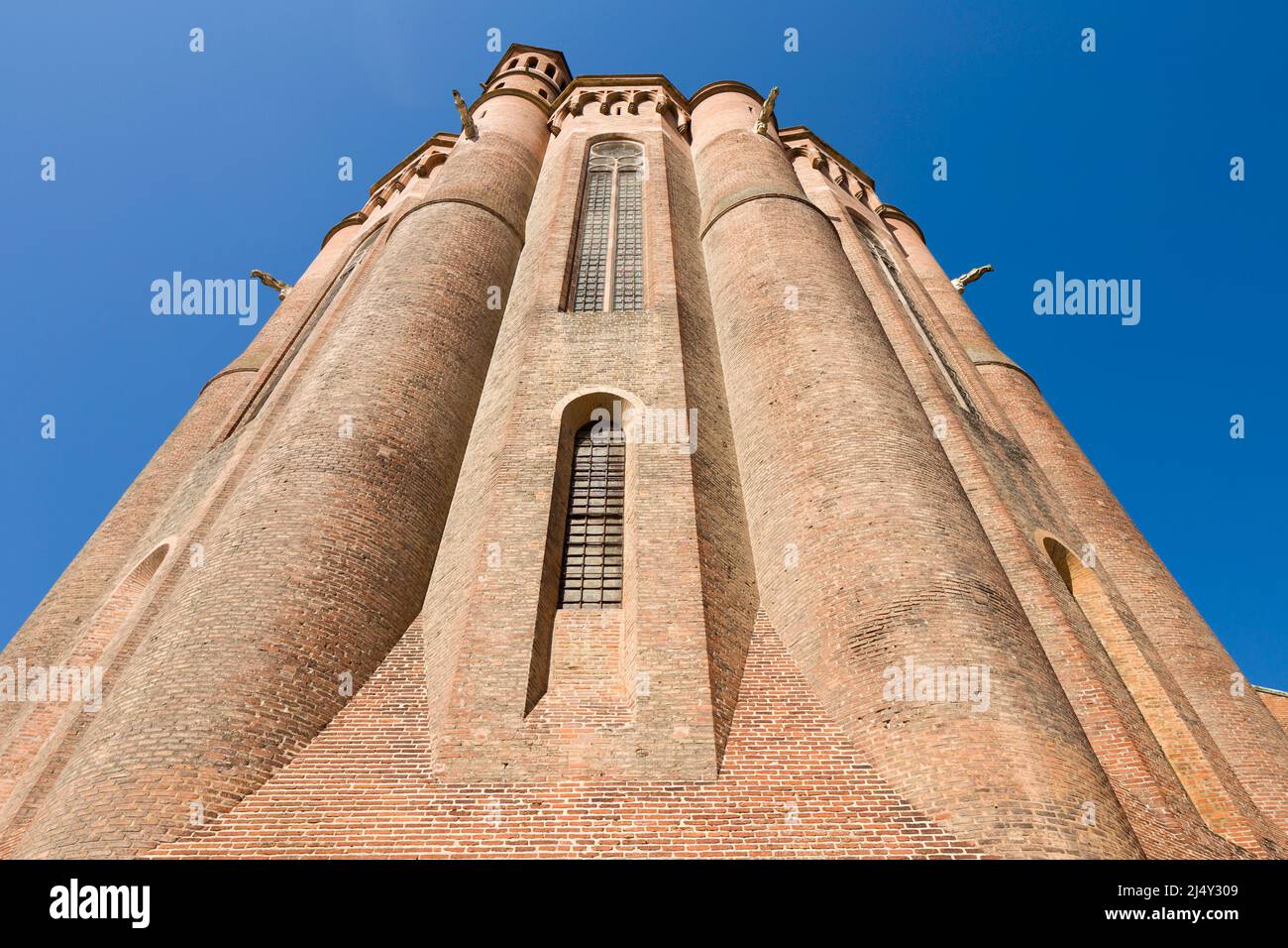 La Cattedrale di Santa Cecilia / Basilica Cathedrale de Sainte-Cecile, Albi, una chiesa medievale in mattoni e patrimonio dell'umanità dell'UNESCO. Esterno abside. Foto Stock