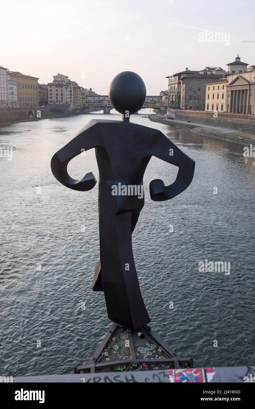 Uomo comune di Clet Abraham Ponte alle grazie Firenze Italia Foto Stock