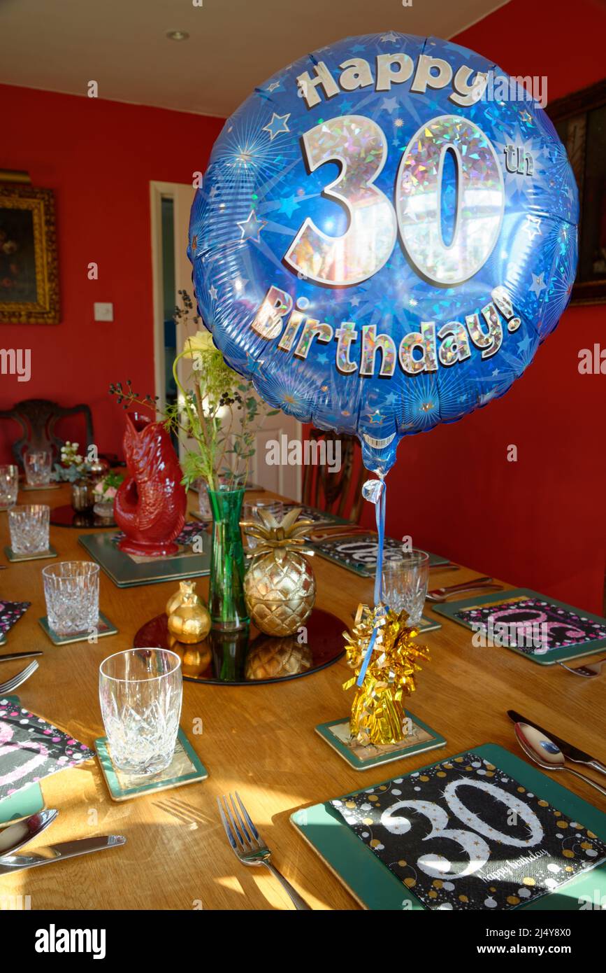 30th palloncini di compleanno. Foto Stock