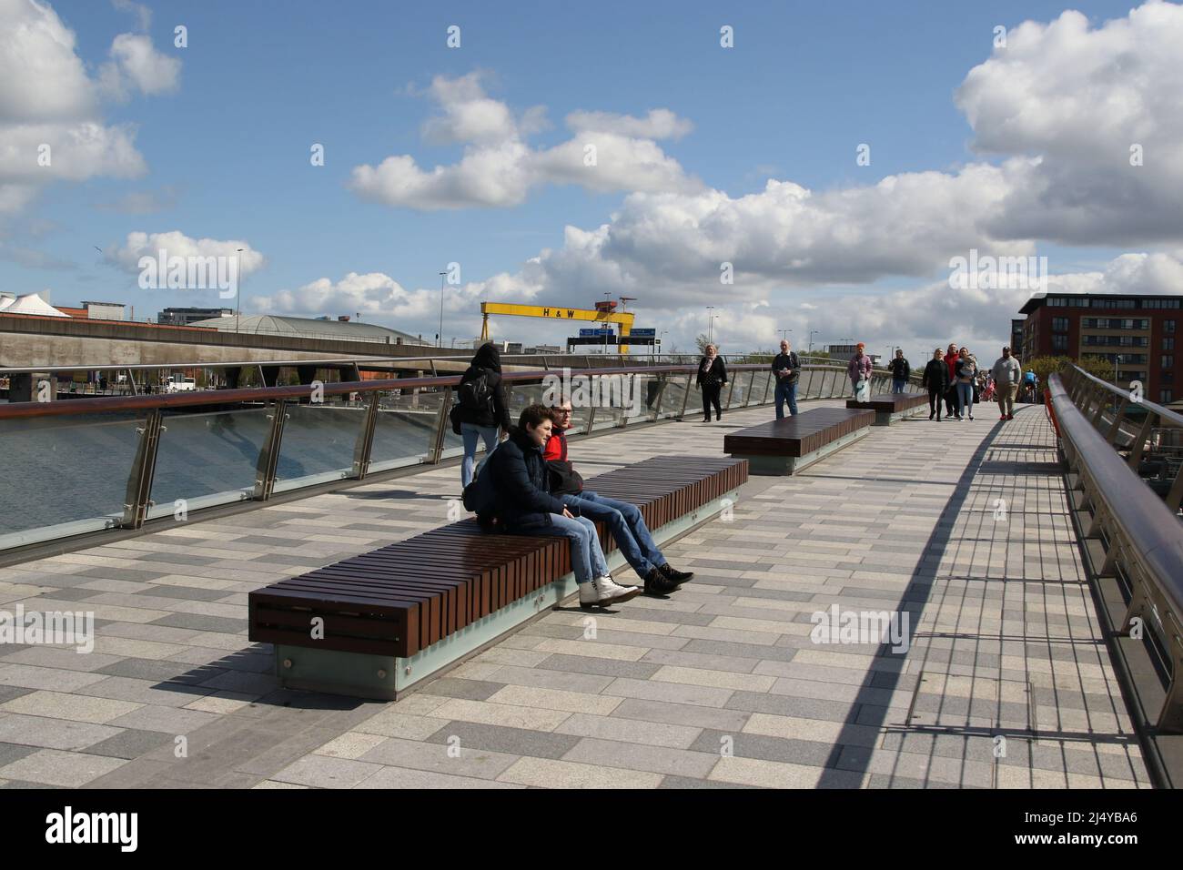 Ponte pedonale di Lagan Foto Stock