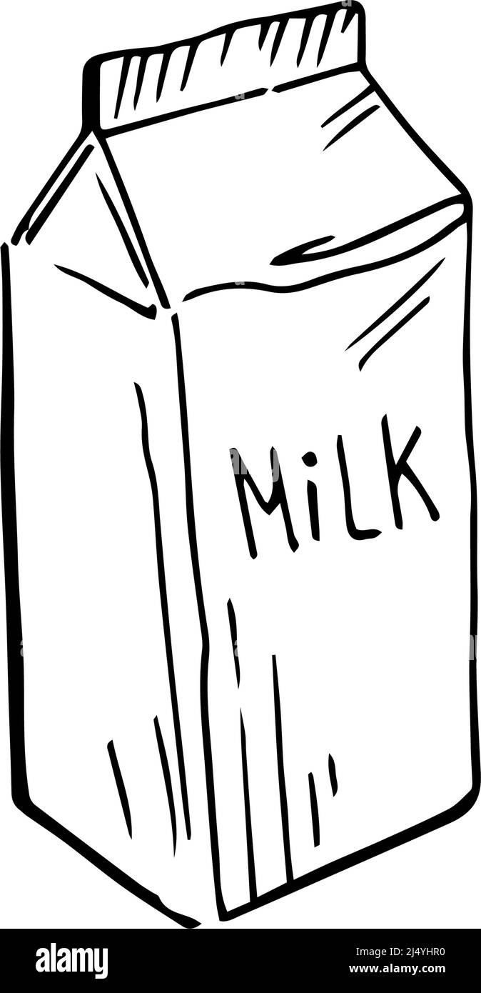 Confezione di latte sottili linee nere su sfondo bianco - illustrazione vettoriale Illustrazione Vettoriale