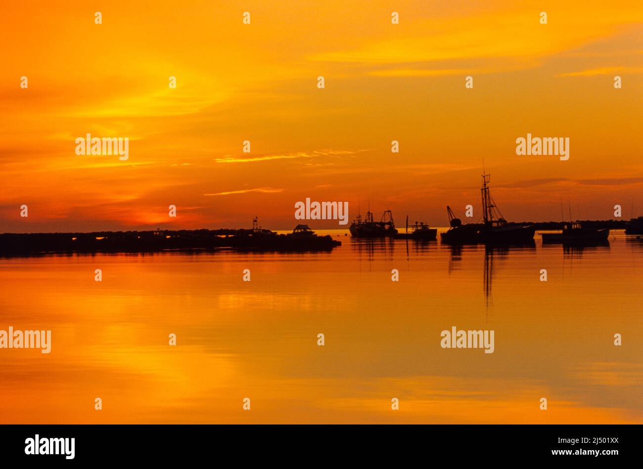 Rye Harbour a Rye, New Hampshire all'alba. Foto Stock