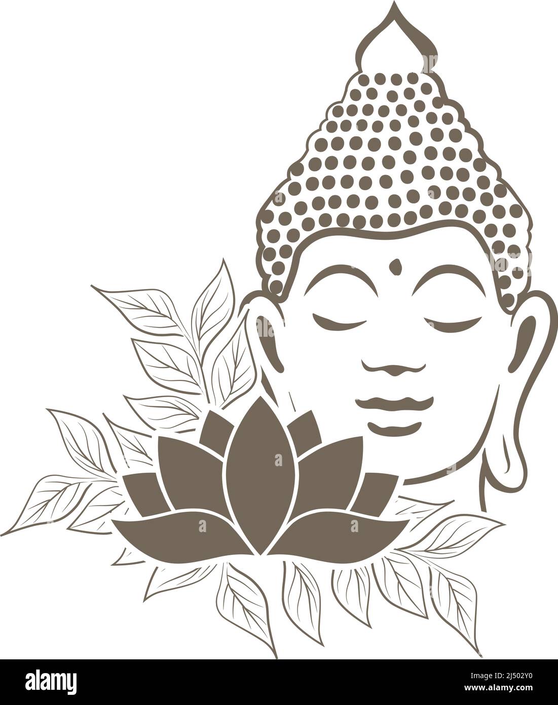 Il Buddha con fiori Illustrazione Vettoriale
