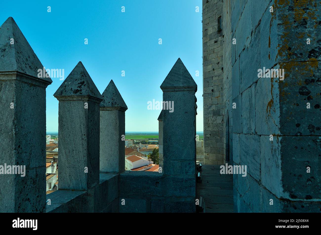 Donjon - Torre de Menagem nel Castello di Beja. Alentejo, Portogallo Foto Stock