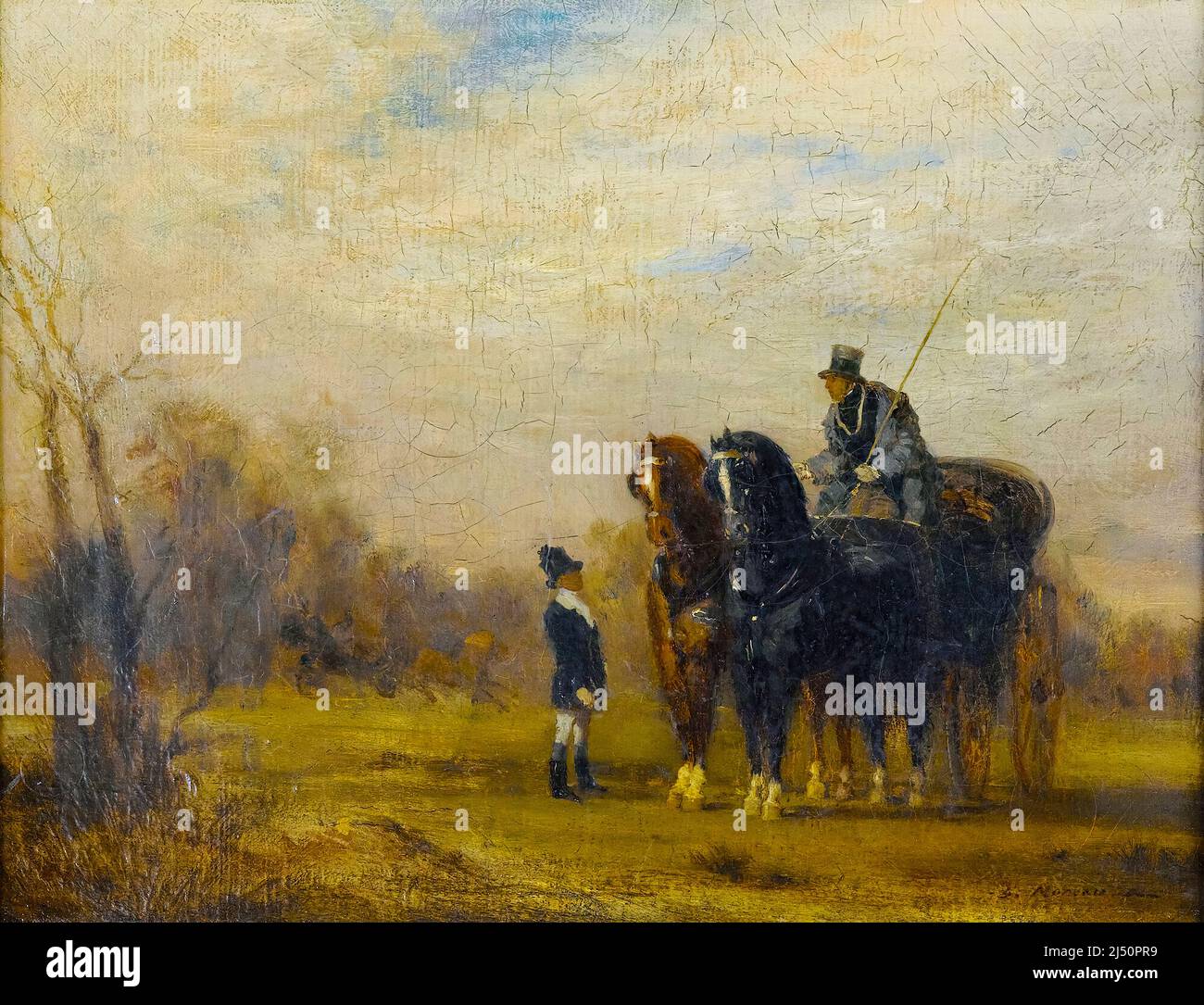 Gustave Moreau, Petite diligence ou relais de poste, (piccola Stagecoach o Relay Post), pittura in olio su tela, 1854 Foto Stock