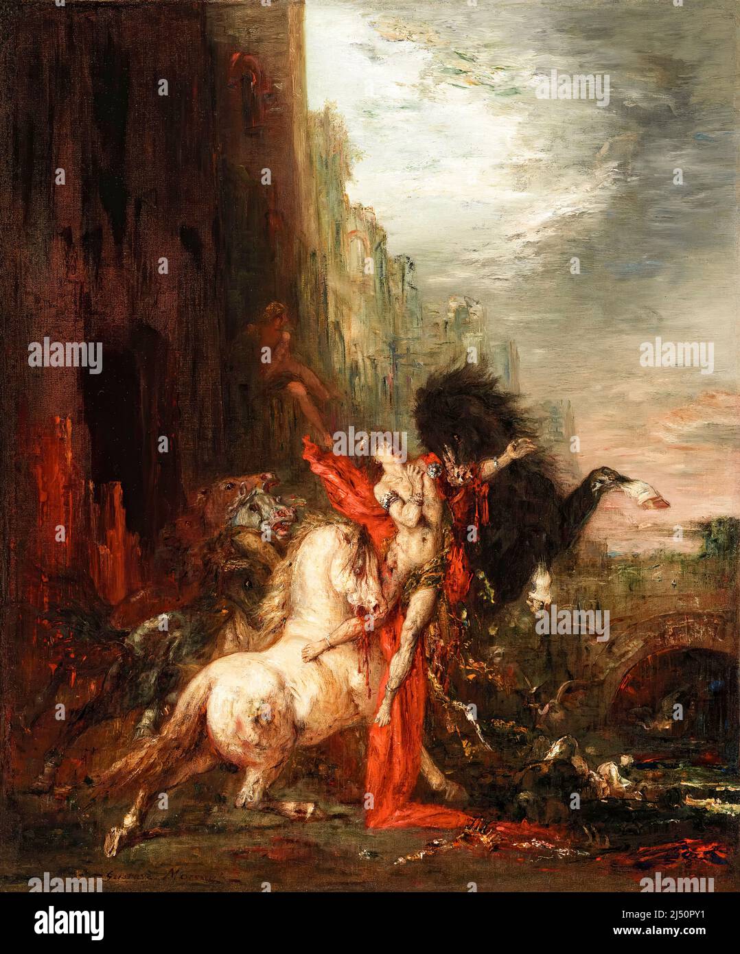 Diomedes divorò dai suoi cavalli, dipingendo in olio su tela di Gustave Moreau, 1865-1870 Foto Stock