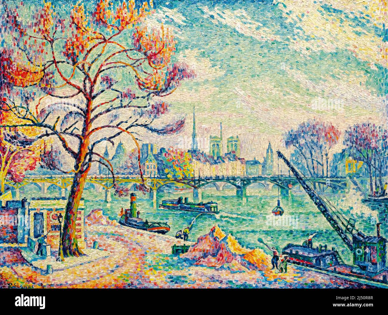 Pont Des Arts, (Parigi), pittura in olio su tela di Paul Signac, 1925 Foto Stock