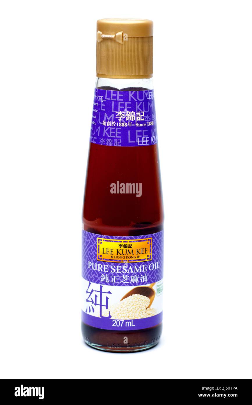 207ml bottiglia di olio Lee Kum Lee pure Sesame Foto Stock