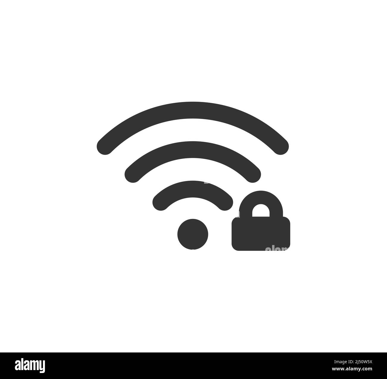 Simbolo WiFi e icona di blocco. Segnale Internet wireless bloccato. Errore segnale Wi-Fi. Icona wifi guasto. Segnale Internet wireless scollegato. Vettore Illustrazione Vettoriale